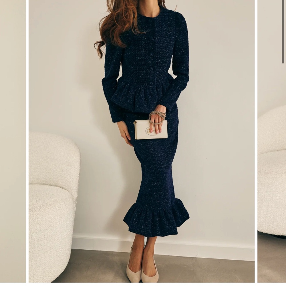 Elegant Navy Peplum Dress